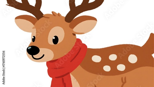 Cartoon deer wearing red scarf