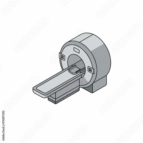 Simple Isometric Medical Imaging MRI Scanner Machine Equipment Illustration