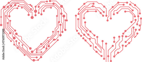 Electronic Circuits Heart Shapes Connection Technology Romance Symbolism Data
