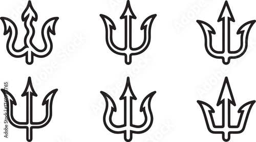 Assortment of Trident Shapes Silhouette Illustration