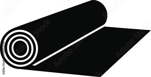 Rolled up dark mat image with one side unrolled showing the texture for graphic design and artistic purposes
