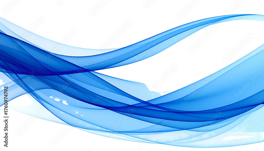 Fototapeta premium Abstract flowing blue ribbons with gradient effect against a black background