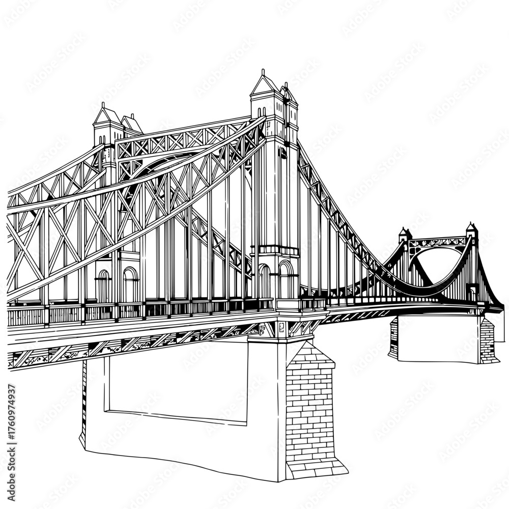 Fototapeta premium Engineering marvel illustration of the bridge