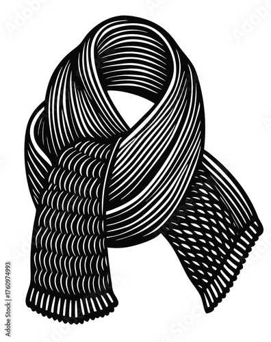 Stylish Knitted Scarf Illustration A Classic Winter Accessory for Fashion and Warmth