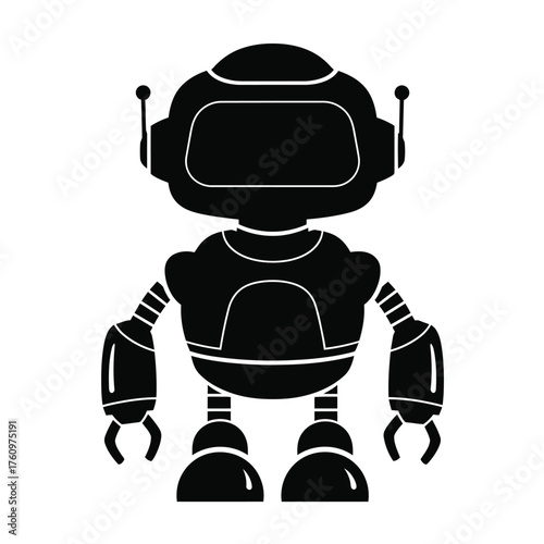 Black robot silhouette with antennas and claws white