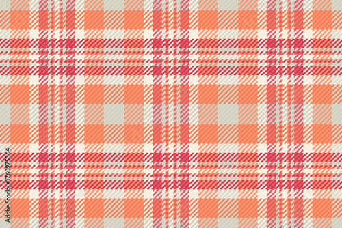Brazil vector check pattern, decorate background texture fabric. Close up seamless textile plaid tartan in orange and light colors.