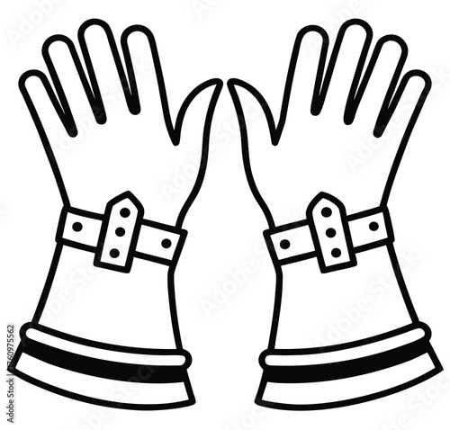 Handwear Protection A Pair of Full-Fingered Gloves with Buckle Straps Against a White Background