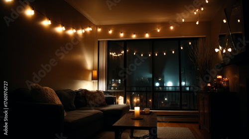 . Loneliness during Christmas holidays with copy space, holiday contrast, aging, and emotional storytelling