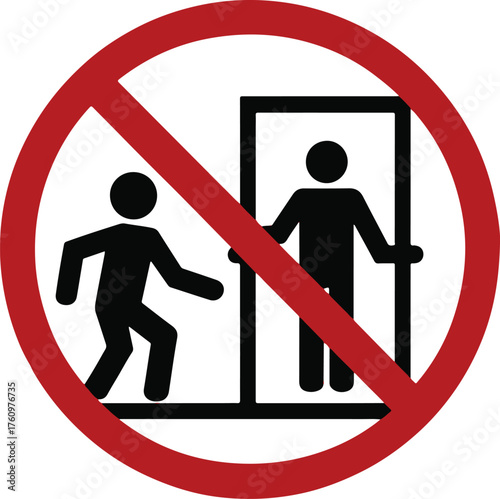 No Entry Forbidden Symbol Door Exit People Man Silhouette Sign Security