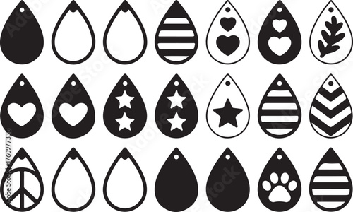Teardrop Earring Cut Files Shapes Template Jewelry Illustration