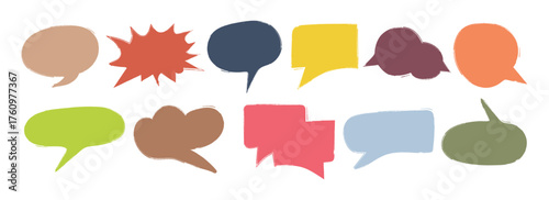 Brush Stroke  speech bubbles. Colorful Speech bubble set. Hand drawn Variation empty comic speech bubbles. vector design