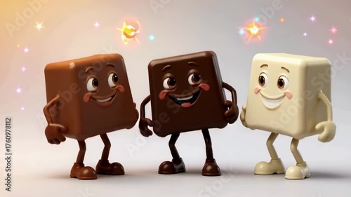 Chocolate dancing animation happy sweets dessert food cocoa milk white