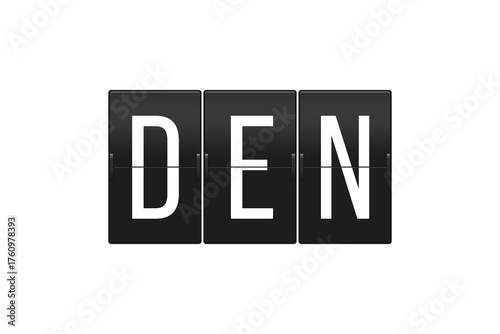 Split-Flap Airport Display Showing DEN Code for Denver International Airport, Travel and Aviation Concept