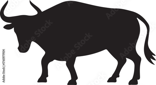 Bull Silhouette Walking Farm Animal Wild Cattle Wildlife Strong Beef Meat