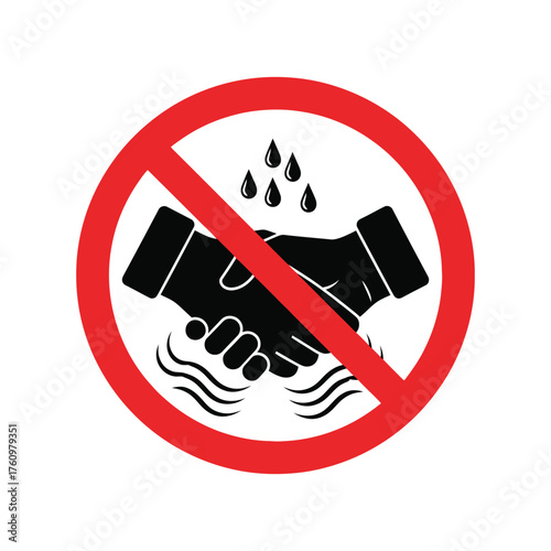 No handshake symbol indicating social distancing and avoiding physical contact during pandemic