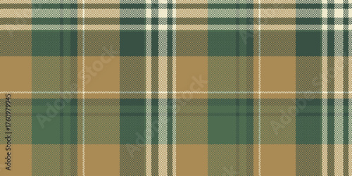 Elegant autumnal plaid pattern in earthy greens and golds. Perfect for fall fashion, home decor, or textile designs.  Evokes warmth, comfort, and rustic charm.