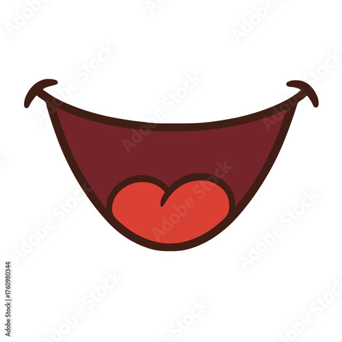 Wide cartoon mouth smiling and laughing, happy cheerful character vector illustration