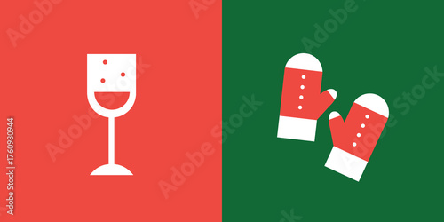 Cozy Winter Icons Set Flat Vector Christmas And New Year Illustration Ice Skates Cocoa Mug Mittens Snowflakes Gifts Holiday Elements Minimal Festive Design Warm Winter Collection For Web And Print