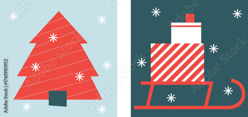 Cozy Winter Icons Set Flat Vector Christmas And New Year Illustration Ice Skates Cocoa Mug Mittens Snowflakes Gifts Holiday Elements Minimal Festive Design Warm Winter Collection For Web And Print