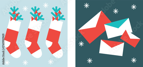 Cozy Winter Icons Set Flat Vector Christmas And New Year Illustration Ice Skates Cocoa Mug Mittens Snowflakes Gifts Holiday Elements Minimal Festive Design Warm Winter Collection For Web And Print