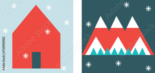 Cozy Winter Icons Set Flat Vector Christmas And New Year Illustration Ice Skates Cocoa Mug Mittens Snowflakes Gifts Holiday Elements Minimal Festive Design Warm Winter Collection For Web And Print