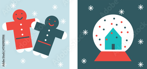 Cozy Winter Icons Set Flat Vector Christmas And New Year Illustration Ice Skates Cocoa Mug Mittens Snowflakes Gifts Holiday Elements Minimal Festive Design Warm Winter Collection For Web And Print