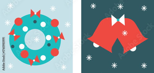 Cozy Winter Icons Set Flat Vector Christmas And New Year Illustration Ice Skates Cocoa Mug Mittens Snowflakes Gifts Holiday Elements Minimal Festive Design Warm Winter Collection For Web And Print