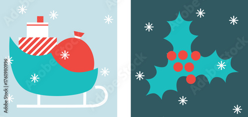 Cozy Winter Icons Set Flat Vector Christmas And New Year Illustration Ice Skates Cocoa Mug Mittens Snowflakes Gifts Holiday Elements Minimal Festive Design Warm Winter Collection For Web And Print
