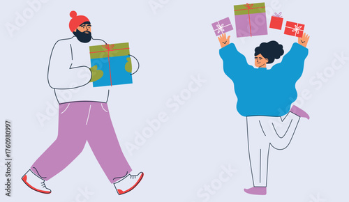 Cozy Winter Icons Set Flat Vector Christmas And New Year Illustration Ice Skates Cocoa Mug Mittens Snowflakes Gifts Holiday Elements Minimal Festive Design Warm Winter Collection For Web And Print