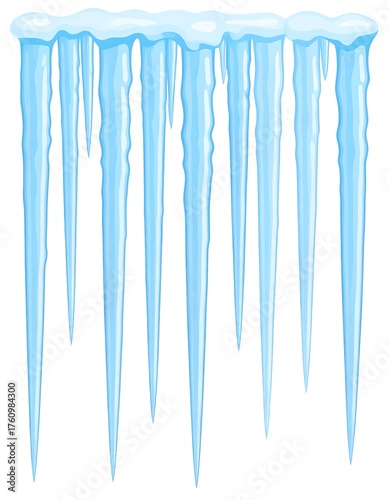 Cartoon illustration of hanging, translucent, blue-toned icicles