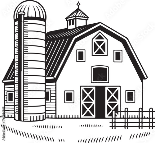 Farm Barn Silo Agricultural Rural Landscape