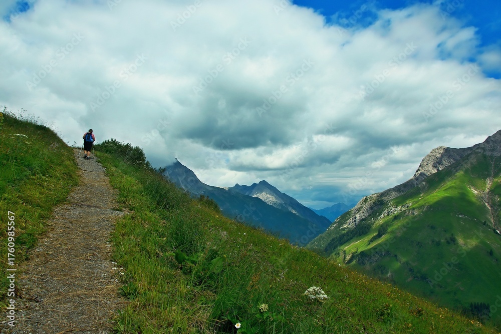 Fototapeta premium Austrian Alps - view of the Biberkopf mountain near the town of Warth in the Lechtal Alps