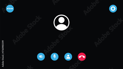 Video call screen chat conferencing isolated on black background