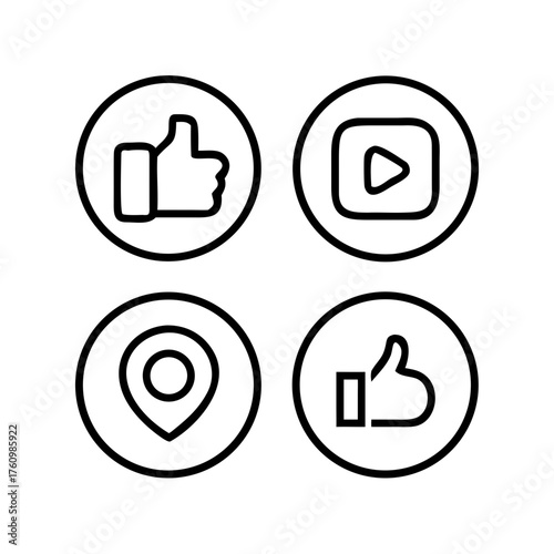 minimal line social media icons with rounded corne