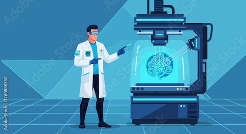Futuristic medical research illustration showcasing neurological examination technology