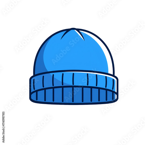 Simple Blue Knit Beanie Winter Hat 
