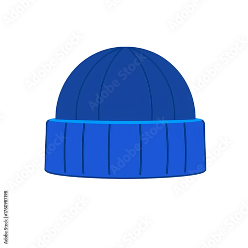 Simple Blue Knit Beanie Winter Hat