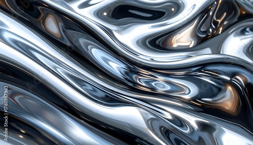 Wallpaper Mural Fluid, metallic surface with rippling waves and subtle light reflections in a studio Torontodigital.ca