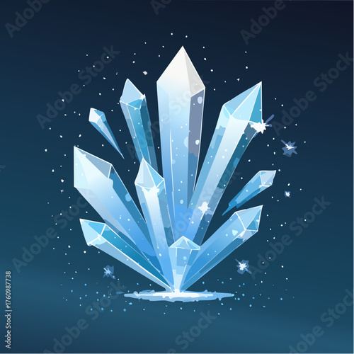 Funkelnde Eiskristalle auf dunklem Grund