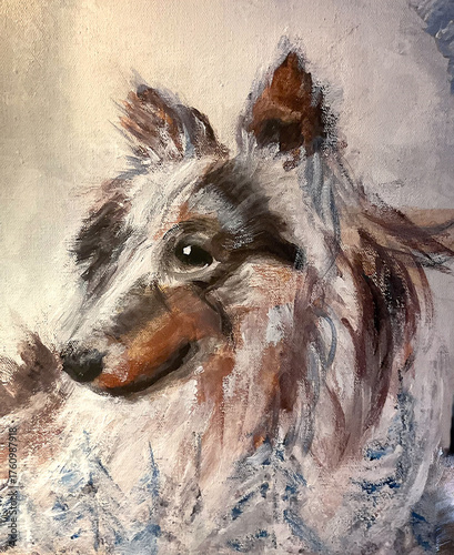art work of shetland dog on canvas (I am the only author of this artwork)