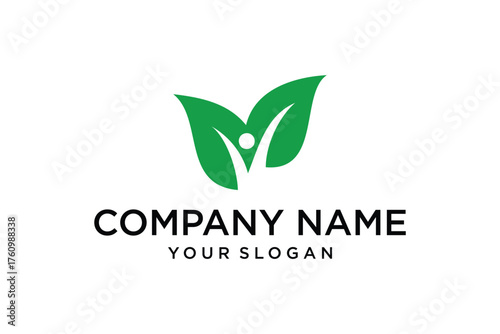 reen Leaf Human Figure Logo Template for Eco-Friendly Health and Wellness Brands
