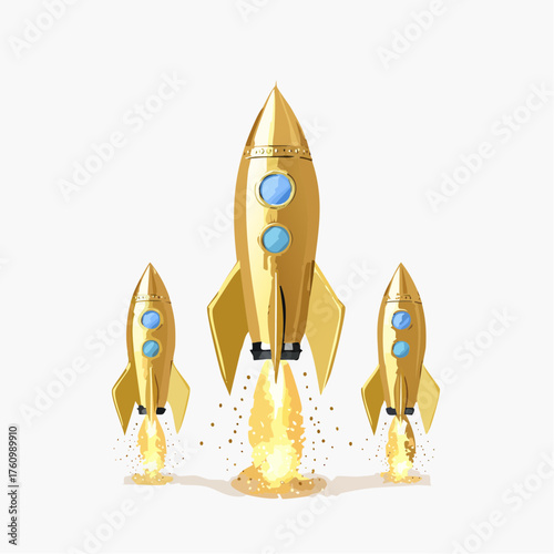 Goldene Raketen mit Funken