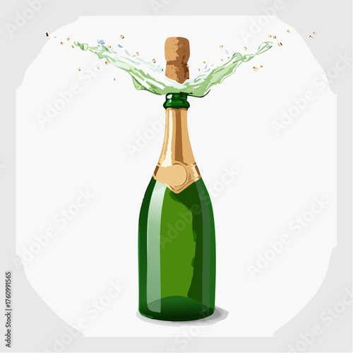 Champagnerflasche mit spritzendem Korken