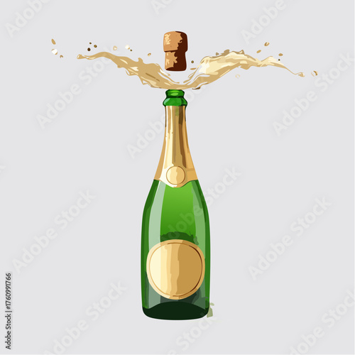 Champagnerflasche mit spritzendem Korken