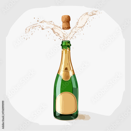 Champagnerflasche mit spritzendem Korken