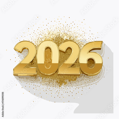 Goldene 2026 -Zahlen mit Glitzer