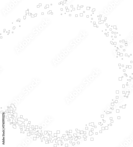 Uneven dotted outlines arranged concentrically creating irregular radial texture and geometric imbalance.