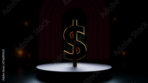 3D illustrated US Dollar symbol in dark background