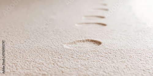 Close-up of faint impressions trailing across a textured surface, suggesting a soft, uniform material with subtle indentations, hinting at a delicate touch or transient presence.