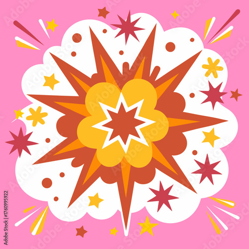 Colorful Comic Book Explosion Burst with Stars boom